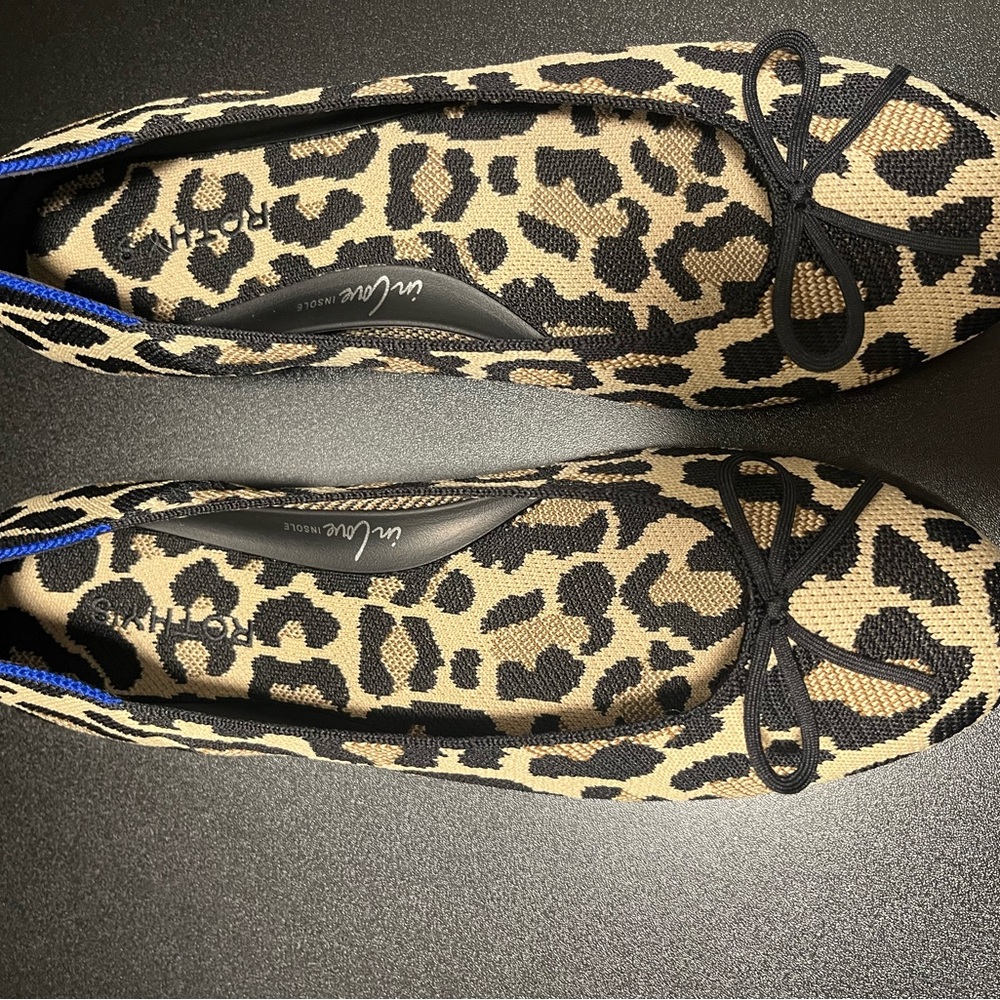 Rothy's Black and Tan Leopard Ballet Flats